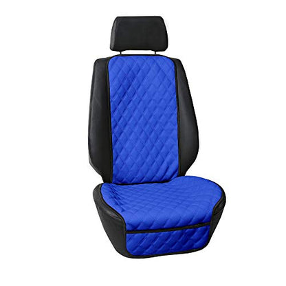 FH Group Car Seat Cushion – Faux Leather Single Front Seat Cover with Front Pockets, Airbag Compatible, Universal Fit Car Seat Cushion for Driver or Passenger Seat, SUV, Truck, Sedan & Van – Blue - color: Blue, style: Front Set