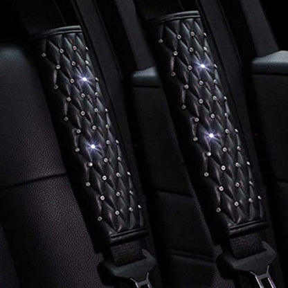 2 Pcs Car Seat Belt Pads, Crystal Rhinestone Auto Seatbelt Cover, PU Leather Shoulder Strap Covers Bling Bling for Lady Girls Universal Fit (2 pcs Seat Safety Belt Pads) - color: 2 pcs Seat Safety Belt Pads