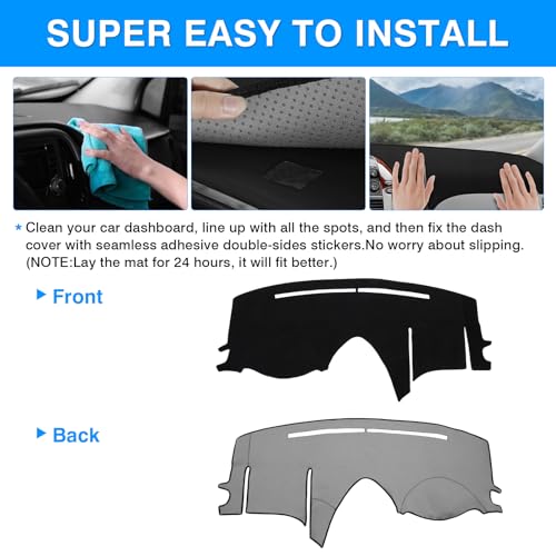 Autorder Dashboard Cover Mat for Toyota Sienna 2004-2010 Accessories Dash Cover Upgrade Flannel Dash Mat Sunshade Glare UV Rays Protector - size: Black 2004-2010 Toyota Sienna
