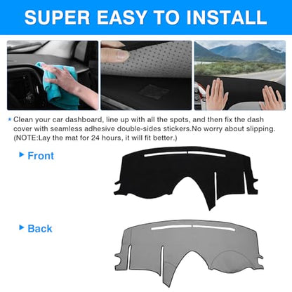 Autorder Dashboard Cover Mat for Toyota Sienna 2004-2010 Accessories Dash Cover Upgrade Flannel Dash Mat Sunshade Glare UV Rays Protector - size: Black 2004-2010 Toyota Sienna