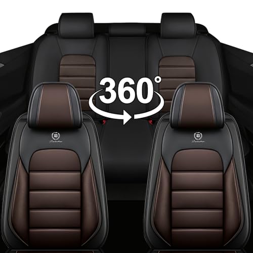 Truck Seat Covers for Chevy Silverado 1500 2007-2026, Waterproof Nappa Leather Full Coverage Car Seat Cover, Muscle Sport Style Auto Interior Covers （Full Set Black&Coffee）