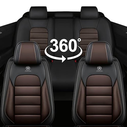Truck Seat Covers for Chevy Silverado 1500 2007-2026, Waterproof Nappa Leather Full Coverage Car Seat Cover, Muscle Sport Style Auto Interior Covers （Front Set Black&Coffee）