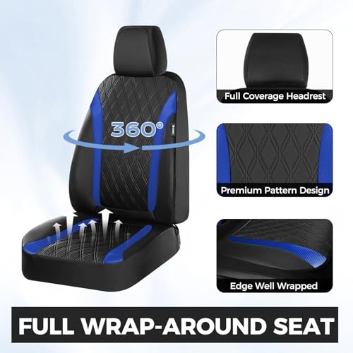 Seat Covers, Car Seat Covers Full Set, Waterproof Leather Car Seat Protector, Front and Rear Seat Covers for Cars, Automotive Seat Covers Universal Fit for Most Cars SUV Truck