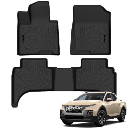 All Weather Floor Mat Fit for Hyundai Santa Cruz 2022-2025 2026 TPE Rubber Liners Santa Cruz Accessories All Season Guard Odorless Anti-Slip Liner Black - size: santa cruz|2022-2026|floor mats