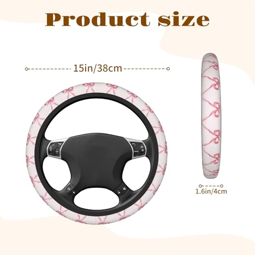 Steering Wheel Cover Accessories Neoprene Cover, Breathable Non-Slip Easy to Install Suitable for Women Men, 14.5-15.5 Inch for Car SUV Van Truck Universal - Pink Bow - color: Pink Bow