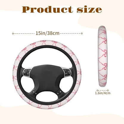 Steering Wheel Cover Accessories Neoprene Cover, Breathable Non-Slip Easy to Install Suitable for Women Men, 14.5-15.5 Inch for Car SUV Van Truck Universal - Pink Bow - color: Pink Bow