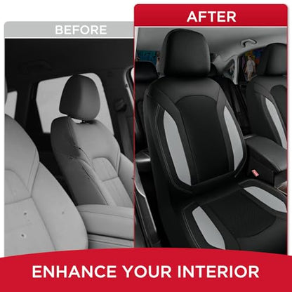 Rubbermaid Leather Mesh Car Seat Covers, Breathable Air Mesh Front Seat Cover, Universal Fit Slip-on Design, Airbag Compatible, Automotive Seat Protector for Most Cars, SUVs, Trucks, Vans-Gray - color: Gray