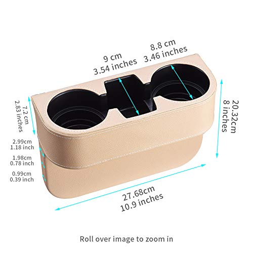 BEIGE Multifunctional Car Cup Holder Car Seat Organizer Gap Filler Bottle Phone Storage Organizer