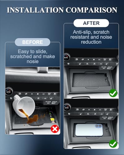 BIBIBO 2Pack for 2026 Subaru Outback Center Console Organizer Cup Holder 2026 Subaru Outback Silicone Cup Holder& Wireless Charging Mats - color: Black-Cup Holder+Charging Mat