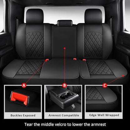 MIROZO Dodge Ram Seat Covers Full Set,Waterproof Car Seat Cover Fits for 2009-2026 Ram 1500/2500/3500 Crew Quad Regular Cab,Heavy Duty Protection Pickup Cushions with Split Flat Bench 40/60,Black - color: Black, size: Full Set（Flat Back)
