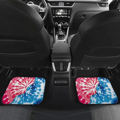 Car Mat Universal Fit 4-Piece Set Car Floor Mats Auto Front & Rear Floor Carpets for SUV Sedan Van, Tie Dye American Flag - color: Tie Dye American Flag