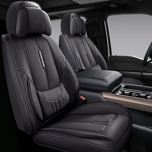 NS YOLO Full Coverage Leather Car Seat Covers for Cars,SUVs and Pick-up Trucks,Car Seat Protector,Automotive Seat Covers,Car Seat Cushion,Black Seat Cover,Front Seat Cover for 2 Seats - color: Black, size: Front Pair