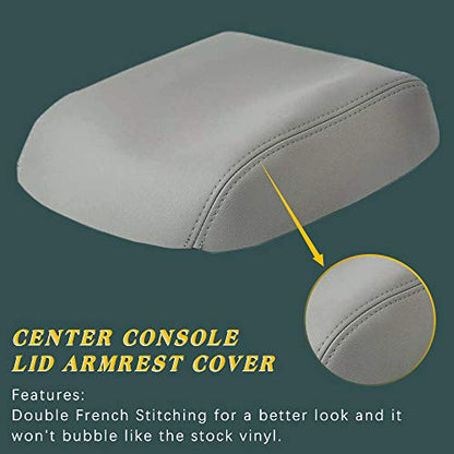A ABIGAIL Center Console Armrest Cover Replacement for 2009 2010 2011 2012 2013 2014 2015 Honda Pilot Auto Leather Suture Console Lid Cover Replacement (Gray) - color: Gray, size: Front & Center