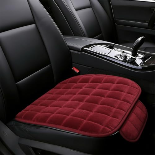 YoRise Car Seat Cushion, Soft Plush Auto Seat Pad with Storage Pocket, Car Driver Seats Protector Cover with Non-Slip Rubber Bottom, Winter Vehicle Accessory for SUV, Truck, Home, Office (Red) - color: Red