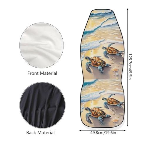 Beach Turtle Starfish Shell Print Car Seat Covers, 2 Pieces Washable Auto Seats Protectors Anti-Scratch Front Seat Cushions Car Interior Accessories Universal Fit Most Vehicles - color: Beach Turtle Starfish Shell
