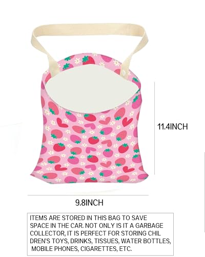 Car Garbage Can, Hanging Car Trash Can for Back Seat Organizer, Cute Strawberry Pattern - color: Cute Strawberry