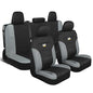 CAT Black & Gray Car Seat Covers Full Set – Front Seat Covers & Rear Bench Seat Cover – Airbag Compatible, 60/40 Split Bench for Trucks, Cars & SUVs – Automotive Interior Seat Protection Accessories - color: a-Full Set Gray