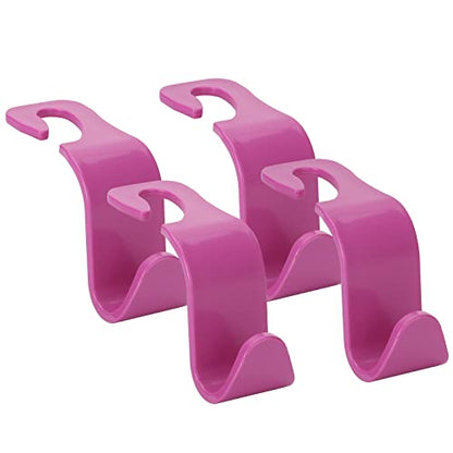 Soleebee 4 Pack Car Headrest Hooks - Universal Auto Hooks, Back Seat Hangers, Storage Organizer (Hot Pink) - color: Hot Pink
