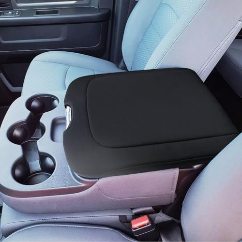 Zxiaochun Center Console Cover Compatible with 2013-2018 Dodge Ram 1500/2500/3500 and 2013-2024 Ram 1500/2500/3500 Classic Models, Armrest Lid Soft Cozy Protective Cover(Neoprene) - color: Black Neoprene, size: For 2013-2024 Ram Jump Seat Console