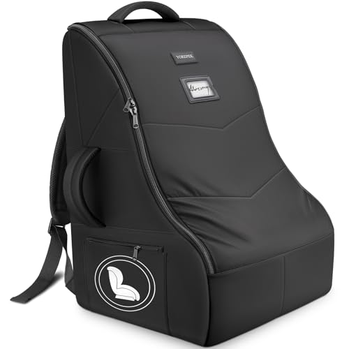 YOREPEK Car Seat Travel Bag for Airplane, Heavy Duty Car Seat Bags for Air Travel, Large Car Seat Carrier for Airport with Padded Shoulder Strap, Sturdy Travel Carseat Cover for Airplane, Black - color: Black All