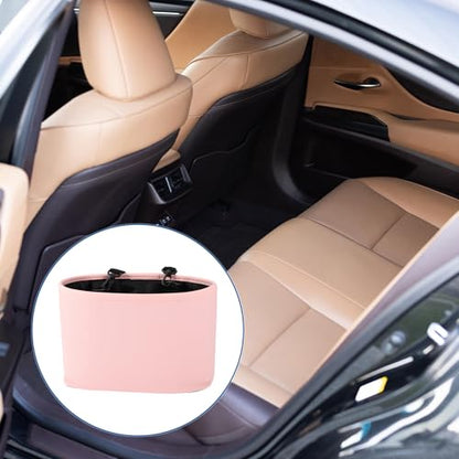 Car Trash Can Portable and Hanging 10.2" Length 4.3" Width 6.7" Height Trash Bin Faux Leather Pink 1 Pcs - color: Pink