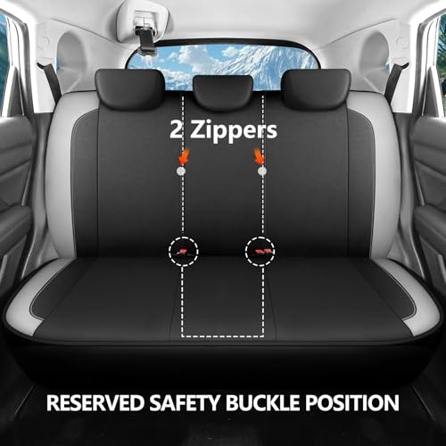 HChengkikz Car Seat Covers Full Set, Waterproof Neoprene Car seat Covers, Airbag Compatibable, All Season Protection Universal for Most Cars, Trucks, SUVs (Black + LightGray) - color: N816 Black Lightgray, size: Full Set