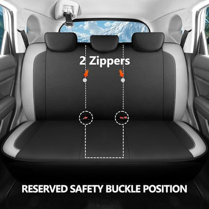 HChengkikz Car Seat Covers Full Set, Waterproof Neoprene Car seat Covers, Airbag Compatibable, All Season Protection Universal for Most Cars, Trucks, SUVs (Black + LightGray) - color: N816 Black Lightgray, size: Full Set