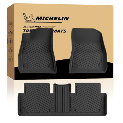 Michelin Vehicle Mat, All-Weather TPE Custom Fit Liner for Tesla Model 3 Floor Mats 2017-2023(3 Piece), Premier