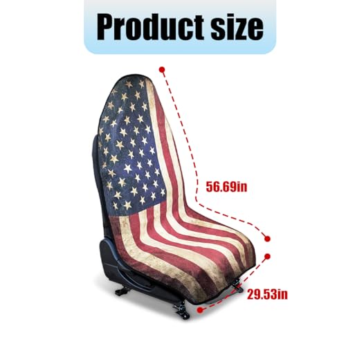 Ameican Flag Waterproof Towel Car Seat Cover, Sweatproof Non Slip Bucket Carseat, Patriotic Machine Washable Vehicle Bucket Frontseat Protector Accessories, Universal Fit(Flag)