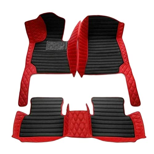 TAHALI Custom Colors Car Floor Mats Black Pink for 99.9% Sedan SUV Sports， All-Weather Liners Car Floor mat，Luxury Leather Automotive Floor Mats (3D Black Red,3D Floor Mats) - color: 3D Black Red