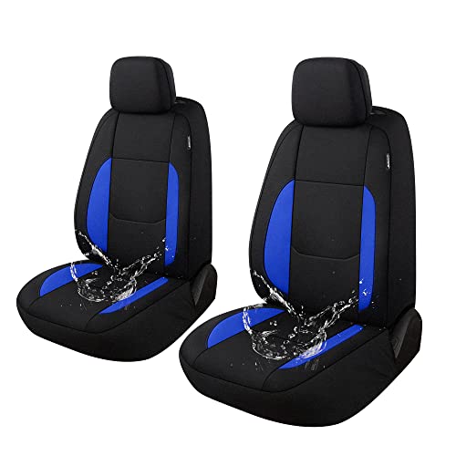 Waterproof Car Seat Covers 2 Front Seats, Neoprene Seat Covers for Cars, Universal Fit Interior Covers for Most Cars Sedan Van Truck SUV(Black/Blue) - color: Black/Blue, size: Front Set