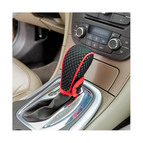 Car Gear Shift Knob Cover, Breathable Automotive Shift Knob Gear Handle Stick Protector Cover, Anti-Slip Anti-Scratch Auto Stick Shift Cover, Universal Car Accessories (Black+Red, Stick-on) - color: Black+Red, size: Stick-on