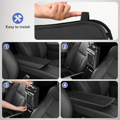 Center Console Armrest Cover Designed for Tesla Model 3 Highland 2024-2027/Model Y Juniper 2025-2027 Refresh,Center Console Accessories for Model 3/Y Interior Accessories 2026 Black