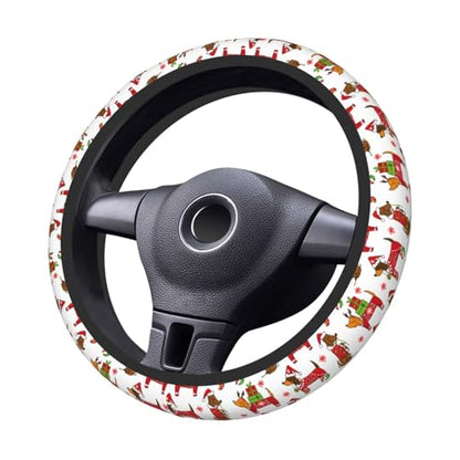 Christmas Dachshund Dog Car Steering Wheel Cover,Non-Slip Elastic Neoprene-Sweat Car Accessories,Universal 15 Inch Fit Auto, Vans Trucks,Suvs, Truck - color: Dachshund Dog