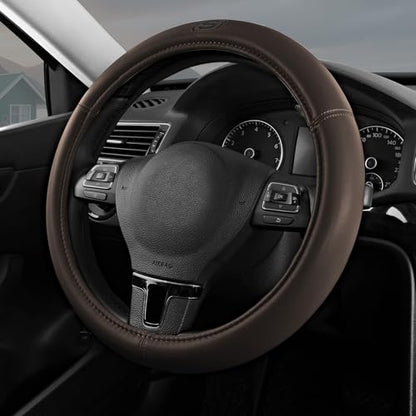 Skechers Memory Foam Steering Wheel Cover,Grade Protein Leather Steering Wheel Cover,Universal Anti-Slip Fit 14" 1/2-15" Car Wheel Cover for Men Women Fit Suvs,Vans,Sedans,Car,Trucks,Brown - color: Brown