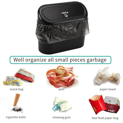Accmor Car Trash Can with Lid, Mini Auto Dustbin Garbage Organizer with 30 Pcs Plastic Trash Bag, Automotive Garbage Container Bin for Vehicle, Home, Office - color: 1 Black