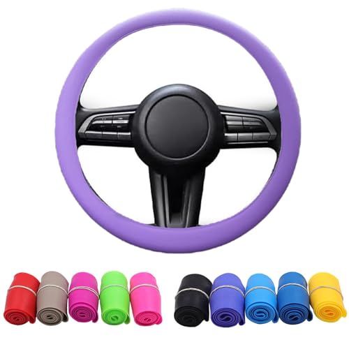 Cool Non-Slip Silicone Steering Wheel Protector, Protective Cover, Non-Slip Steering Wheel Cover, Soft Silicone Steering Wheel Cover (Purple) - color: Purple