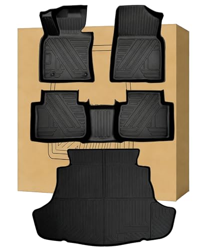 Aiqiying Floor Mats＆Cargo Liners Compatible with Toyota Camry 2018-2024 FWD Models, Non Hybrid or AWD，All Weather Waterproof Durable Custom-Fit Front Rear Full Set Carpet Protection TPE Accessories - size: 3）For Toyota Camry I 2018-2024 I Floor＆Trunk Mat