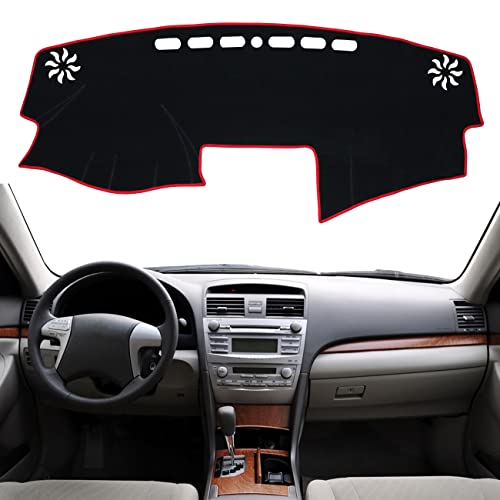 for Toyota Camry Accessories 2007-2011 Dashboard Cover Center Console Cover Dash Mat Carpet Protector Sunshield Cover Custom Fit, Red Trim - color: Red, size: 2007-2011
