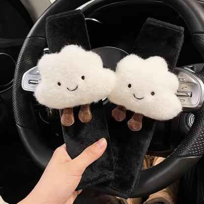 2/4 PCS Cute Seat Belt Cover Pads, Cartoon Cloud Seatbelt Covers for Kids and Adults, Soft Seatbelt Cushion, Car Seat Strap Pads (2)
