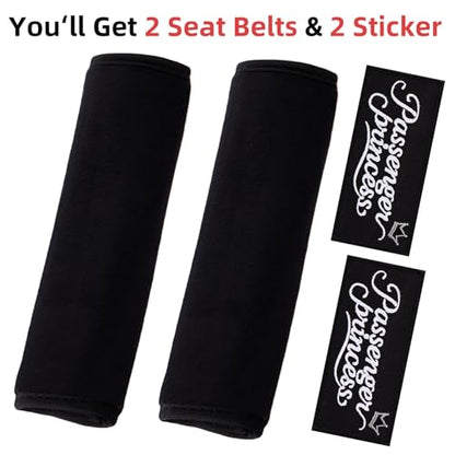 2 Pack Soft Seat Belt Cover Pad with Embroidered Sticker (Passenger Princess) - Comfortable Seatbelt Covers for All Cars and All Ages - Seat Belt Extender Shoulder Pad - Seatbelt Cushion for Backpack - size: Passenger Princess