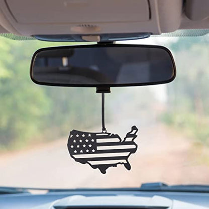 Monssa Eagle Metal Rear View Mirror Accessorie - Black, American Flag Sign Siluette, Lightweight, Powder Coated, Unisex, Indoor, 1 Count - style: American Flag Sign Siluette