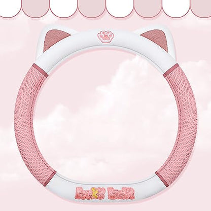Women's Cartoon Steering Wheel Cover Comfortable, Breathable, Non-Slip All-Season Car Accessory Universal 15-inch Fit Suitable for Sedans, Pickup Trucks, and SUVs(pinkD) - color: Pink D