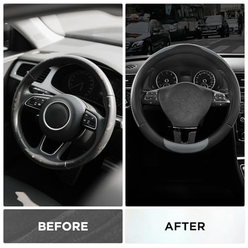 Road Comforts Steering Wheel Cover, Breathable Anti-Slip Leather Steering Wheel Cover, Universal Fit 14.5–15 Inch, Comfortable Grip - Gray Color