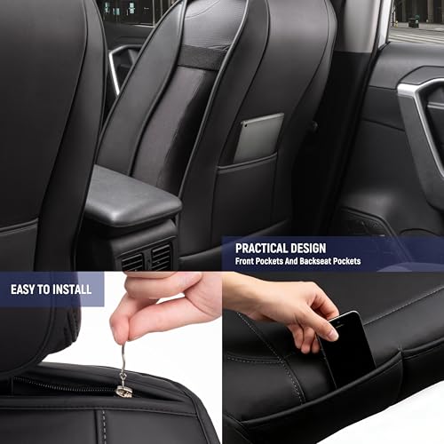 Premium PU Leather American Black Flag Seat Covers Front 2 Seat Set, Universal Fit for Trucks, Cars & SUVs Scratch Resistant Car Seat Protector & Premium Patriotic Auto Accessories（Vertical Flag） - color: Vertical Flag