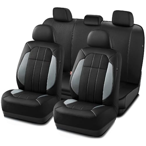 Road Comforts Car Seat Covers, Breathable Leather Seat Covers, Car Seat Covers Full Sets Airbag Compatible, Automotive Seat Covers for Most Cars, Vans, Trucks, SUV - Gray - color: gray, size: Full Sets