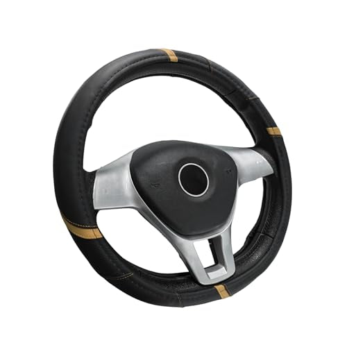 Car Steering Wheel Cover, 15 Inch Microfiber Leather Steering Wheel Protector with Anti-Slip Grip, Breathable Sporty Wheel Wrap Interior Decoration for Sedan Truck SUV (Beige) - color: Beige