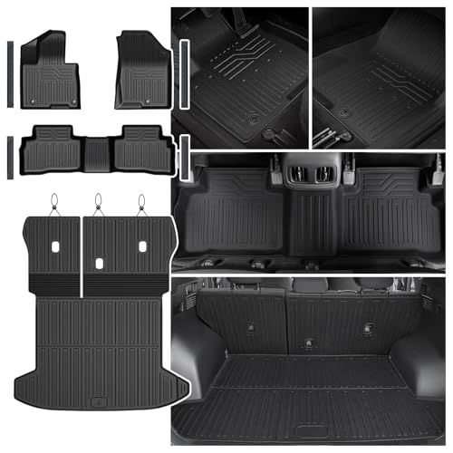 Floor Mats Set for Hyundai Tucson 2022-2025 2026 Hybrid Version (Not fit Gas and PHEV), All Weather TPE Cargo Liner Backrest Mat Trunk Mat Door Sill Guards Accessories