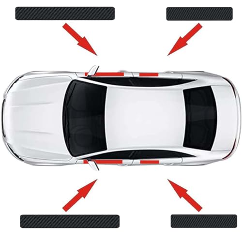 4Pcs Door Sill Protector Reflective 4D Carbon Fiber Sticker Decoration Door Entry Guard Sill Scuff Plate Stickers Accessories Compatible with Ford Bronco (Red)