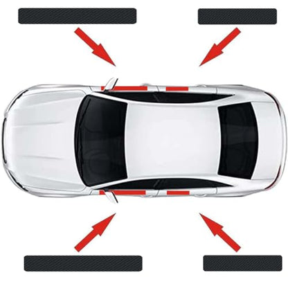 4Pcs Door Sill Protector Reflective 4D Carbon Fiber Sticker Decoration Door Entry Guard Sill Scuff Plate Stickers Accessories Compatible with Ford Bronco (Red)
